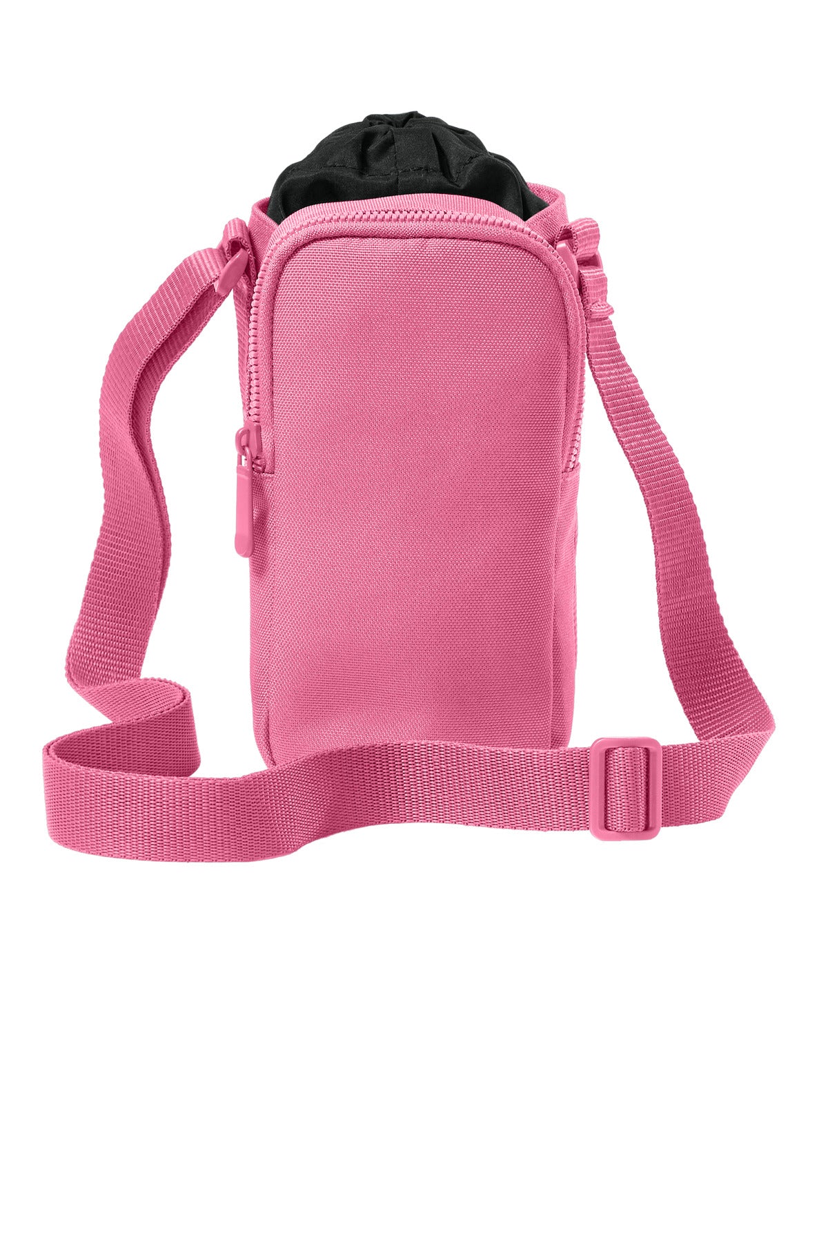 Port Authority matte oxford hydration crossbody bag in awareness pink, front view showing adjustable strap and logo detail.