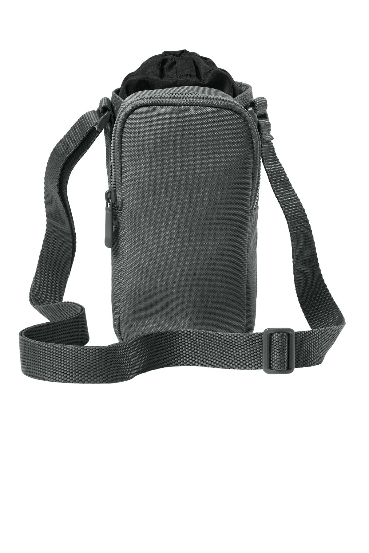 Port Authority Matte Oxford Hydration Crossbody bag in storm grey, front view showing adjustable strap and zippered compartments.