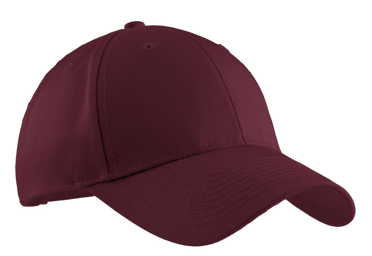 Burgundy Port Authority Easy Care Cap with flat front, adjustable strap, made of durable, easy-care fabric.