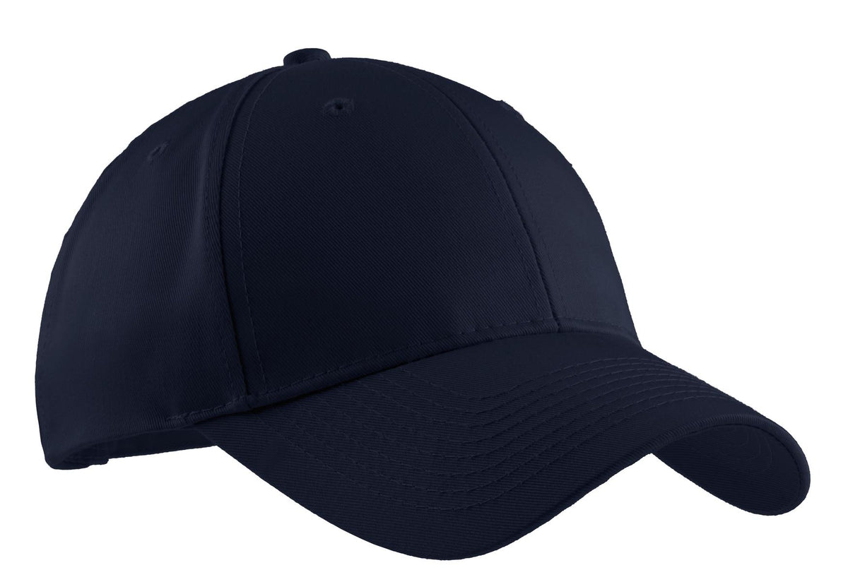 Navy Port Authority Easy Care Cap with flat front, adjustable strap, and breathable fabric for a comfortable fit.