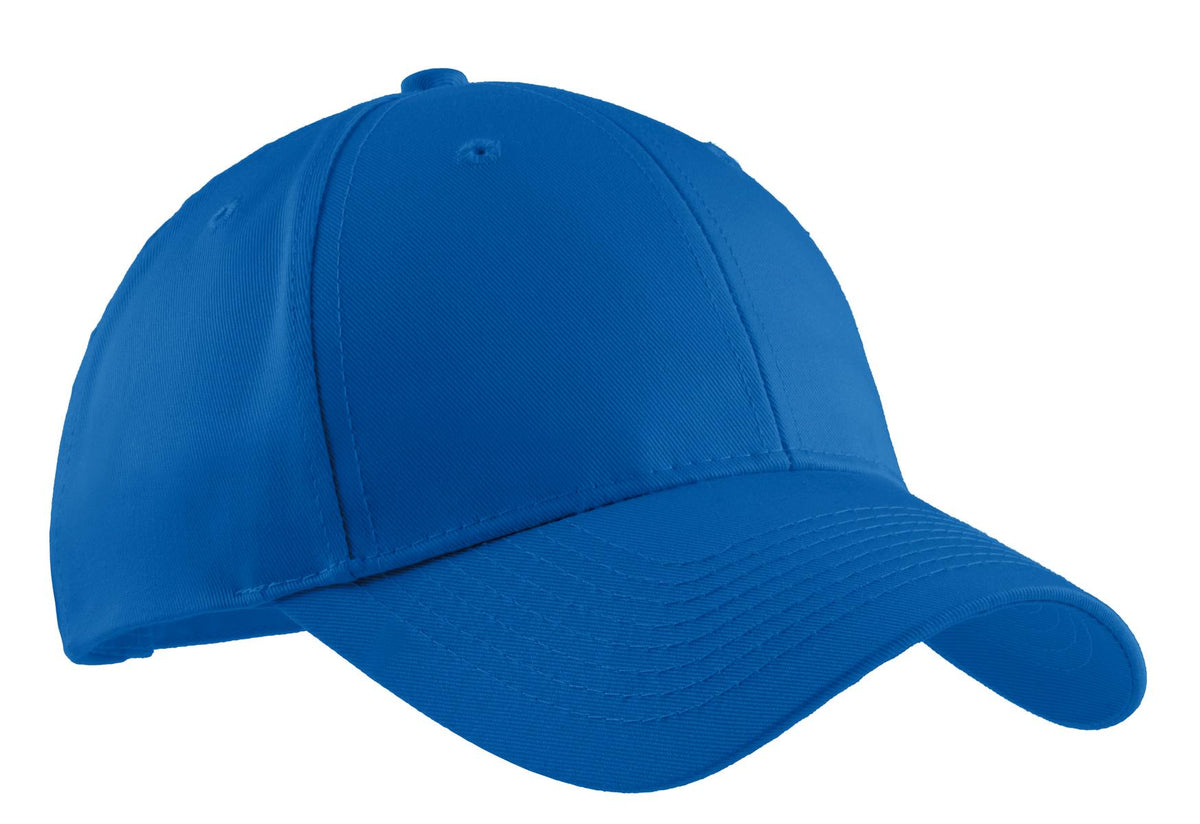 Royal blue Port Authority Easy Care Cap with a flat front, adjustable strap, and breathable fabric for comfortable wear.