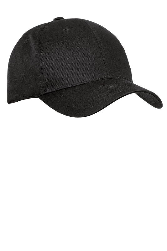 Black Port Authority ® Fine Twill Cap with curved brim and adjustable strap, stylish and comfortable for everyday wear.
