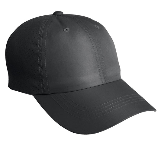 Black Port Authority perforated cap with ventilation eyelets, lightweight and casual for everyday wear.