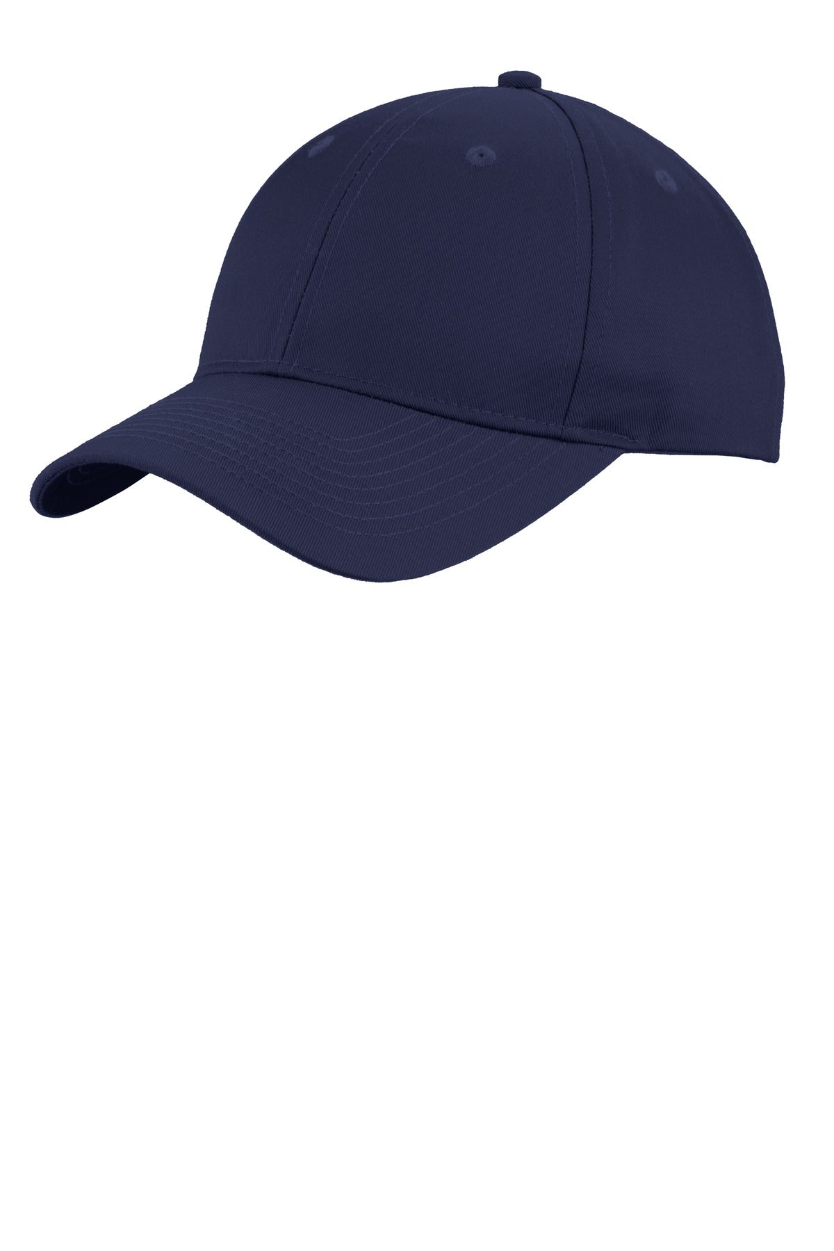 Navy Port Authority ® Uniforming Twill Cap with curved brim and adjustable strap, front view showing branding detail.