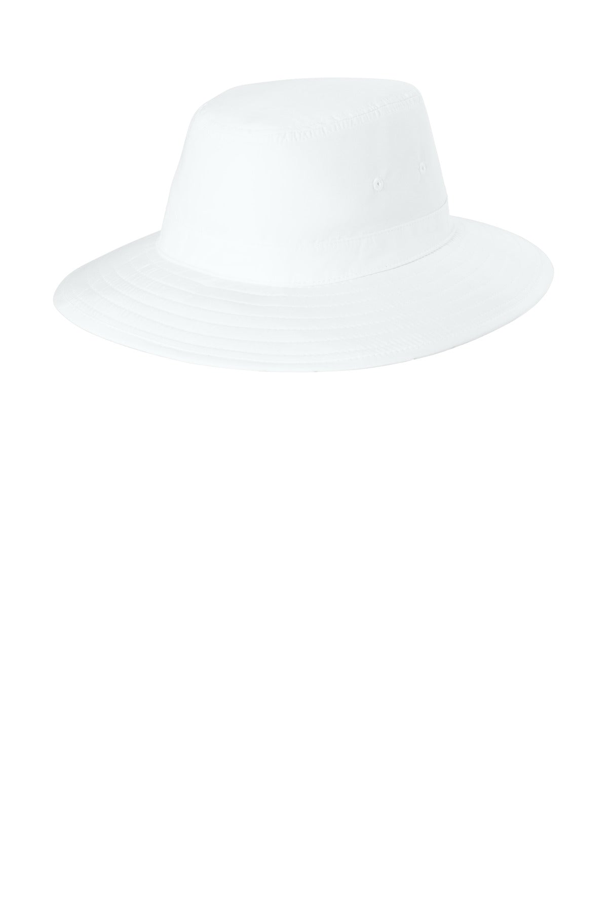 White Port Authority Lifestyle Brim Hat with a wide brim and casual style, shown from the left side.