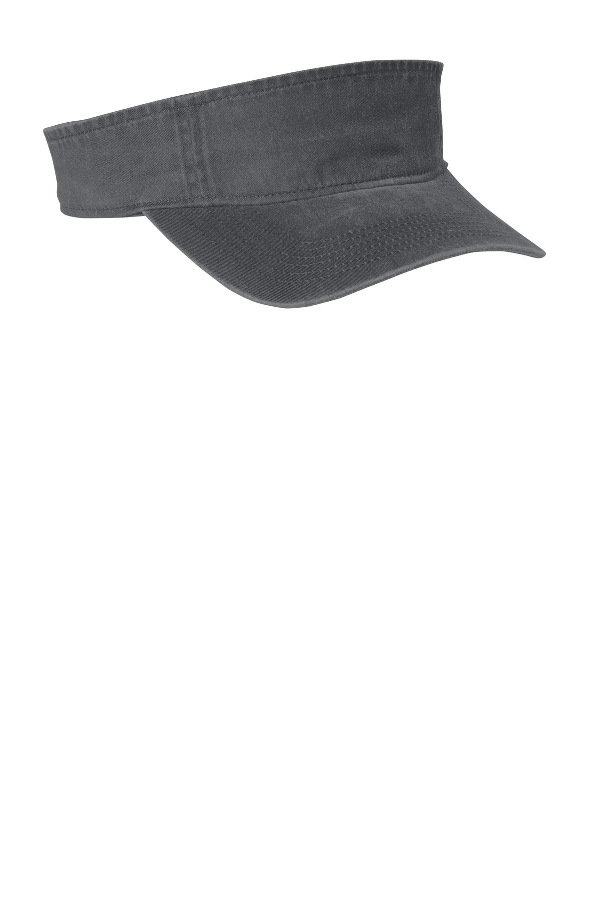 Port Authority Beach Wash visor in coal with flat front design, showcasing a casual sun protection accessory.
