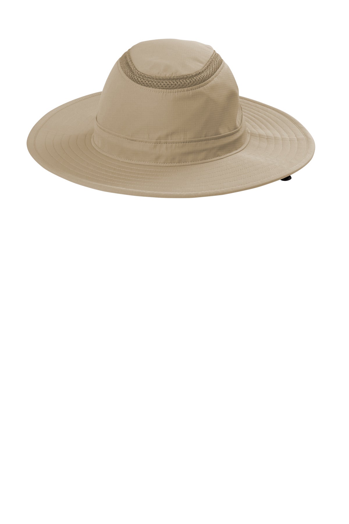 Port Authority outdoor ventilated wide brim hat in stone color, showing a flat brim and straight brim design.