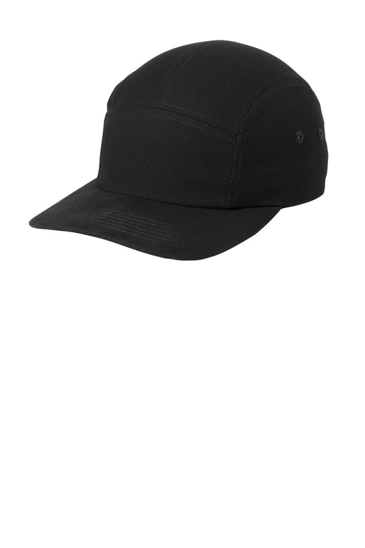 Black brushed cotton camper cap by Port Authority, shown from the front-left angle.