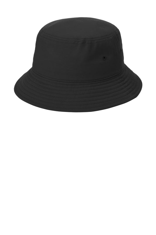 Black Port Authority Twill Classic Bucket Hat shown from the left side, featuring a wide brim and relaxed fit.