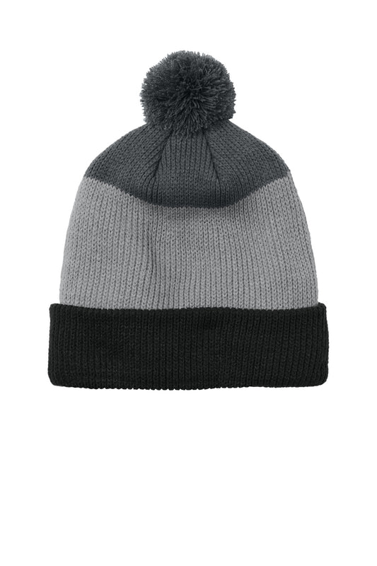 Port Authority ®  Cozy Striped Pom Beanie C979 - Angelheart Embroidery and Screen Printing