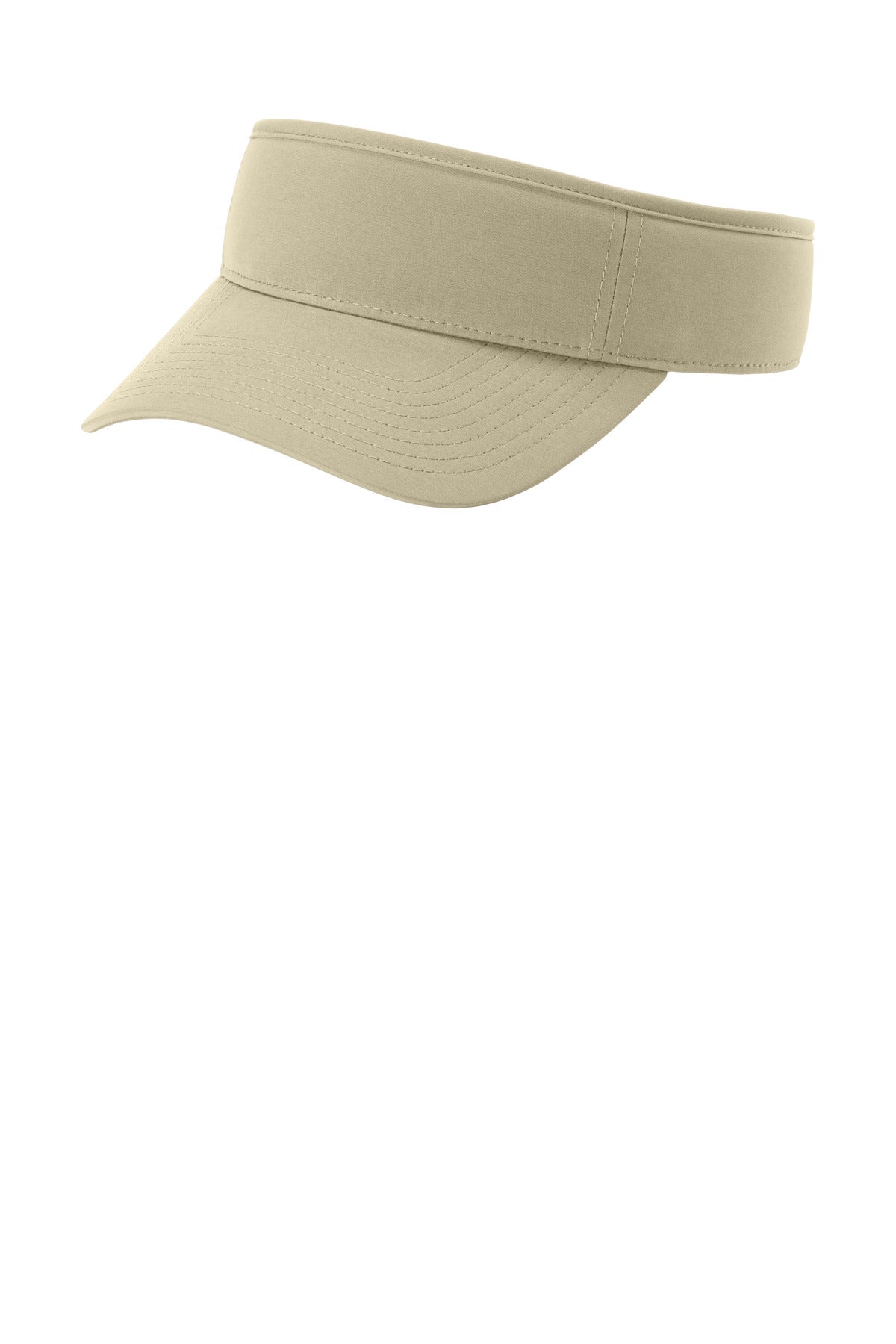 Port Authority Poly Visor C983 showing a Sahara-colored visor hat from a side view.