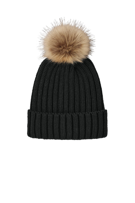 Port Authority ®  Faux Fur Pom Beanie C990 - Angelheart Embroidery and Screen Printing