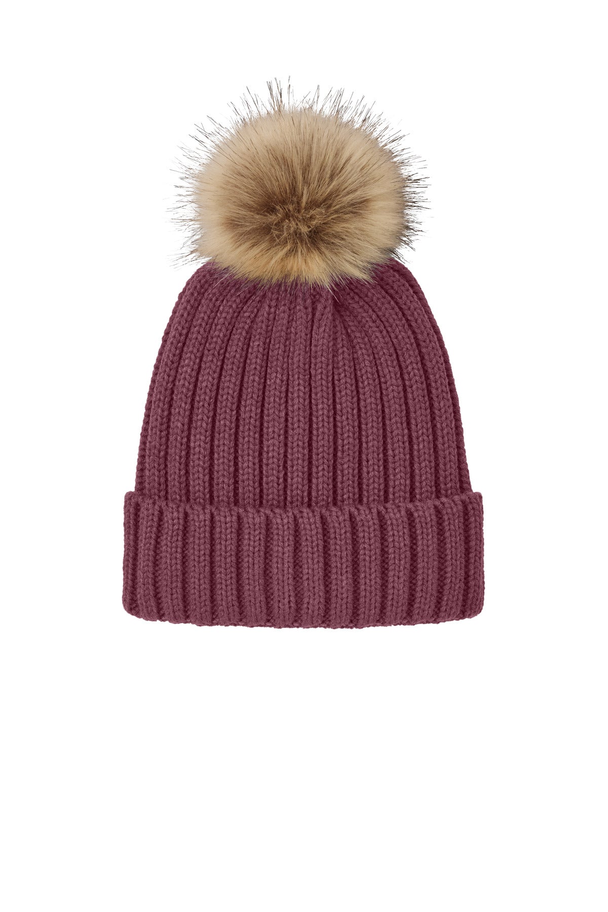 Port Authority ®  Faux Fur Pom Beanie C990 - Angelheart Embroidery and Screen Printing