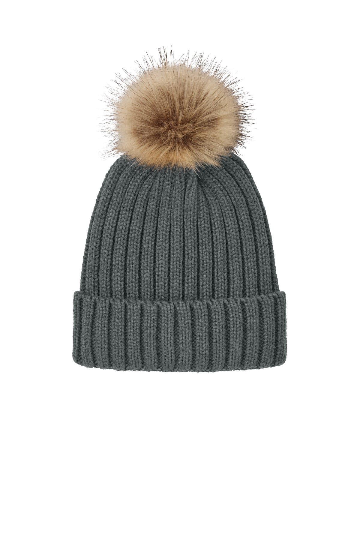 Port Authority ®  Faux Fur Pom Beanie C990 - Angelheart Embroidery and Screen Printing