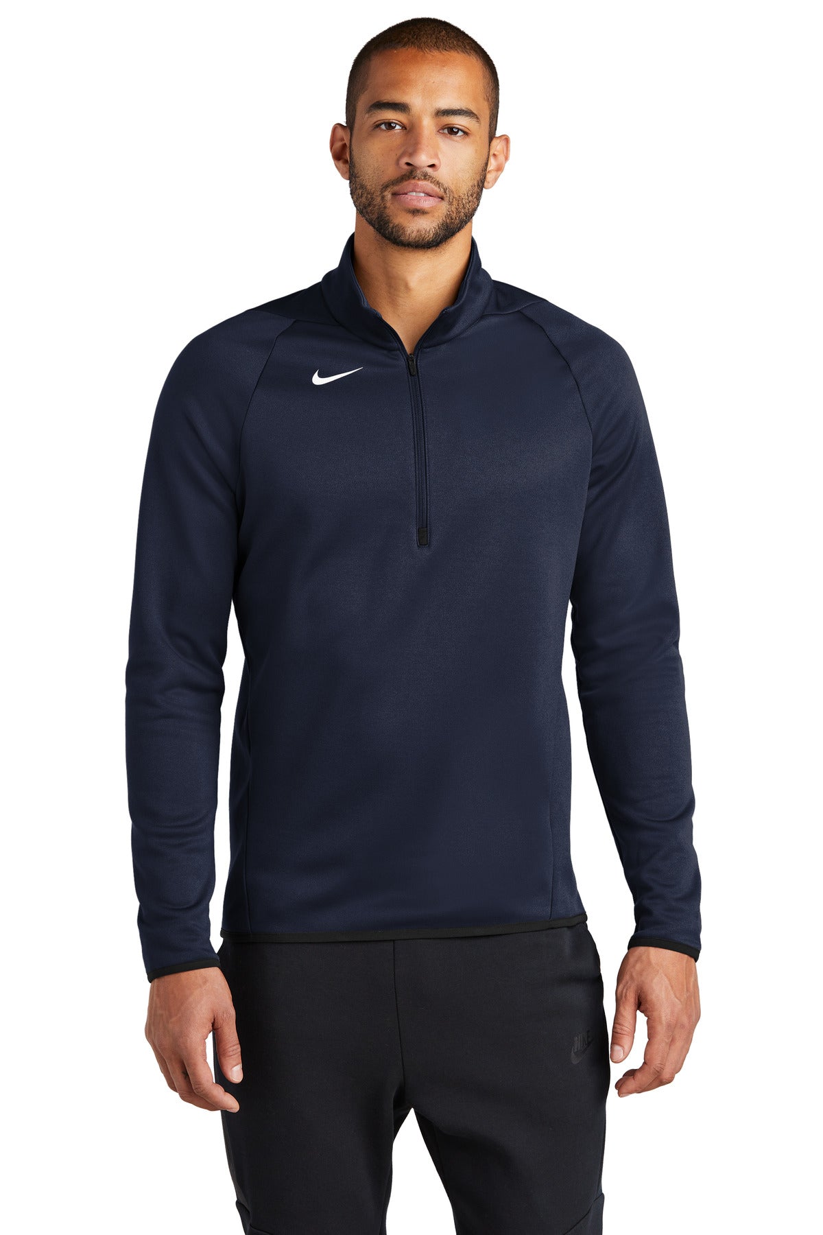 Nike Therma-FIT 1/4-Zip Fleece in team navy, front view showing the fleece's 1/4-zip design and Nike branding.