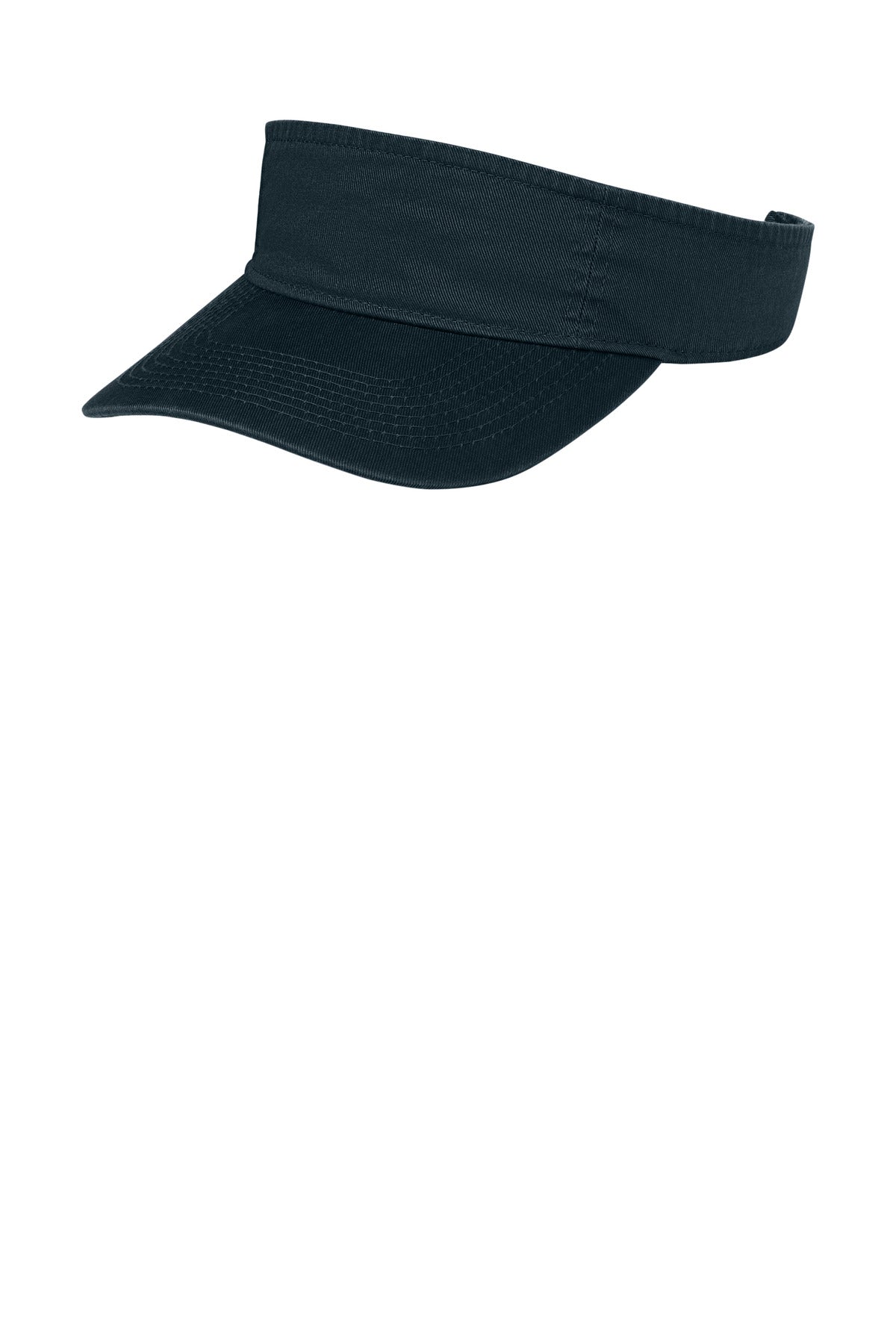 Navy Port Authority ® Fashion Visor CP45 showing the front view with adjustable strap and curved brim.