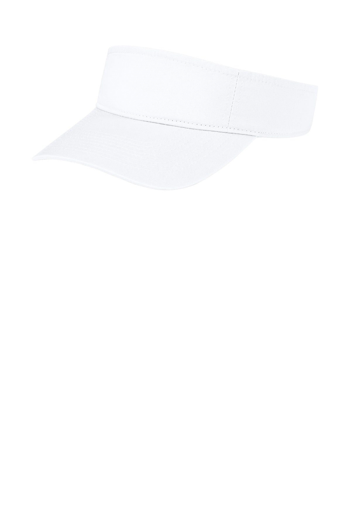 White Port Authority ® Fashion Visor with adjustable strap, shown from the left side.