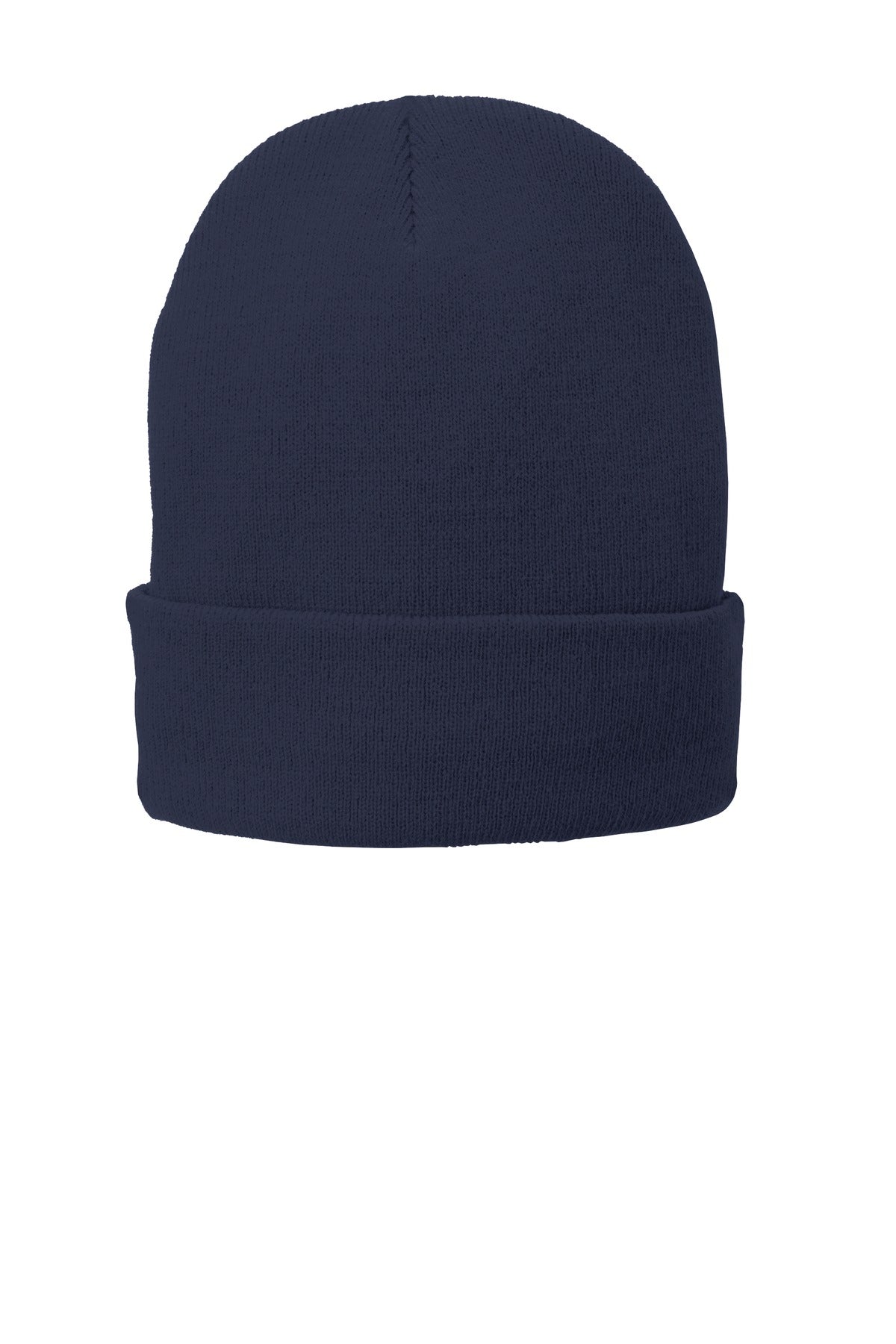 Navy Port Authority fleece-lined knit cap with a snug fit, ideal for cold weather and casual outdoor wear.