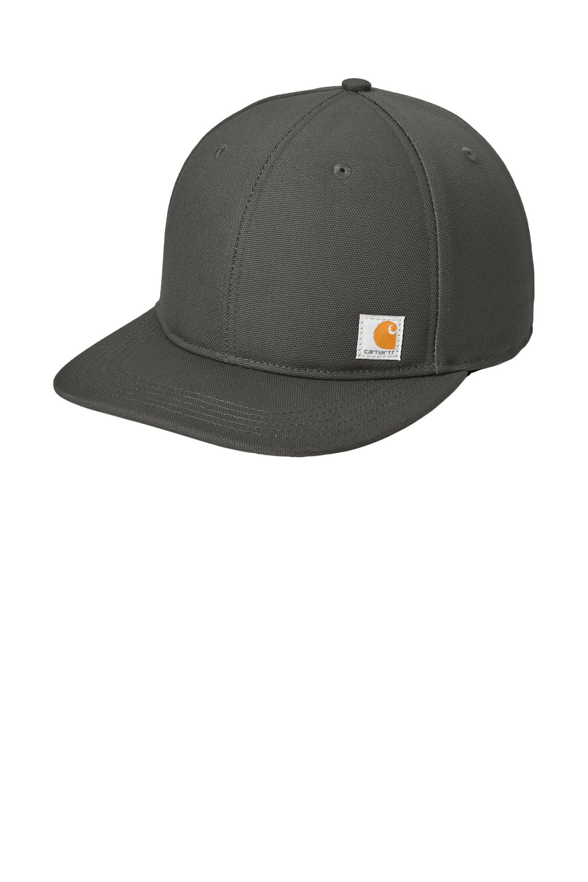Carhartt Ashland cap in gravel color, shown from the left side, featuring a classic baseball cap design and branded logo.