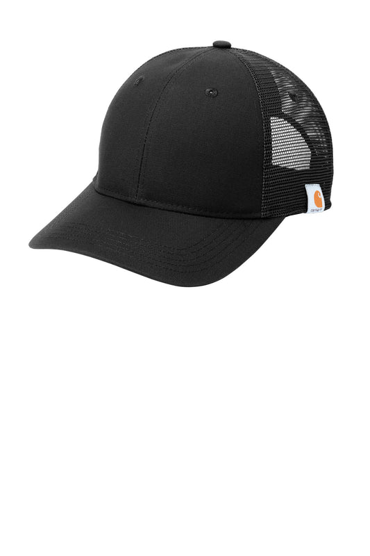 Black Carhartt Rugged Professional Series Cap, adjustable baseball style hat with Carhartt logo, shown from the left side.