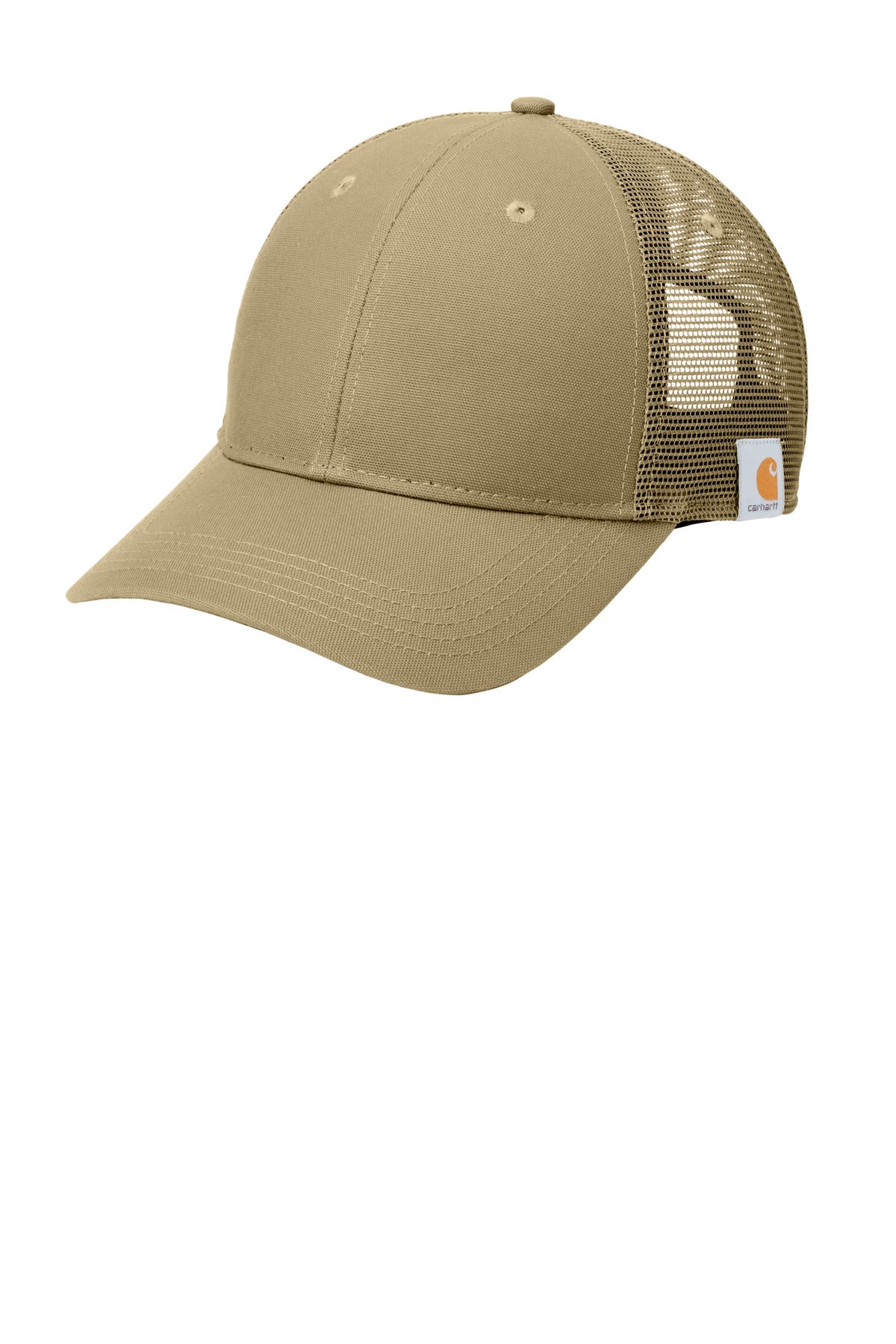 Dark khaki Carhartt Rugged Professional Series Cap with curved brim and adjustable strap, shown from left side.