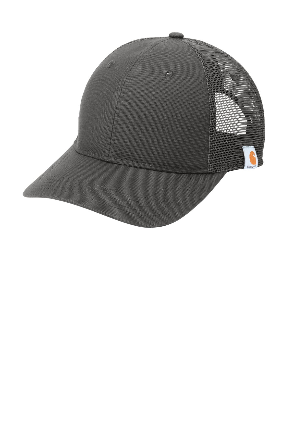 Carhartt Rugged Professional Series cap in shadow grey, front view showing adjustable brim and classic design.