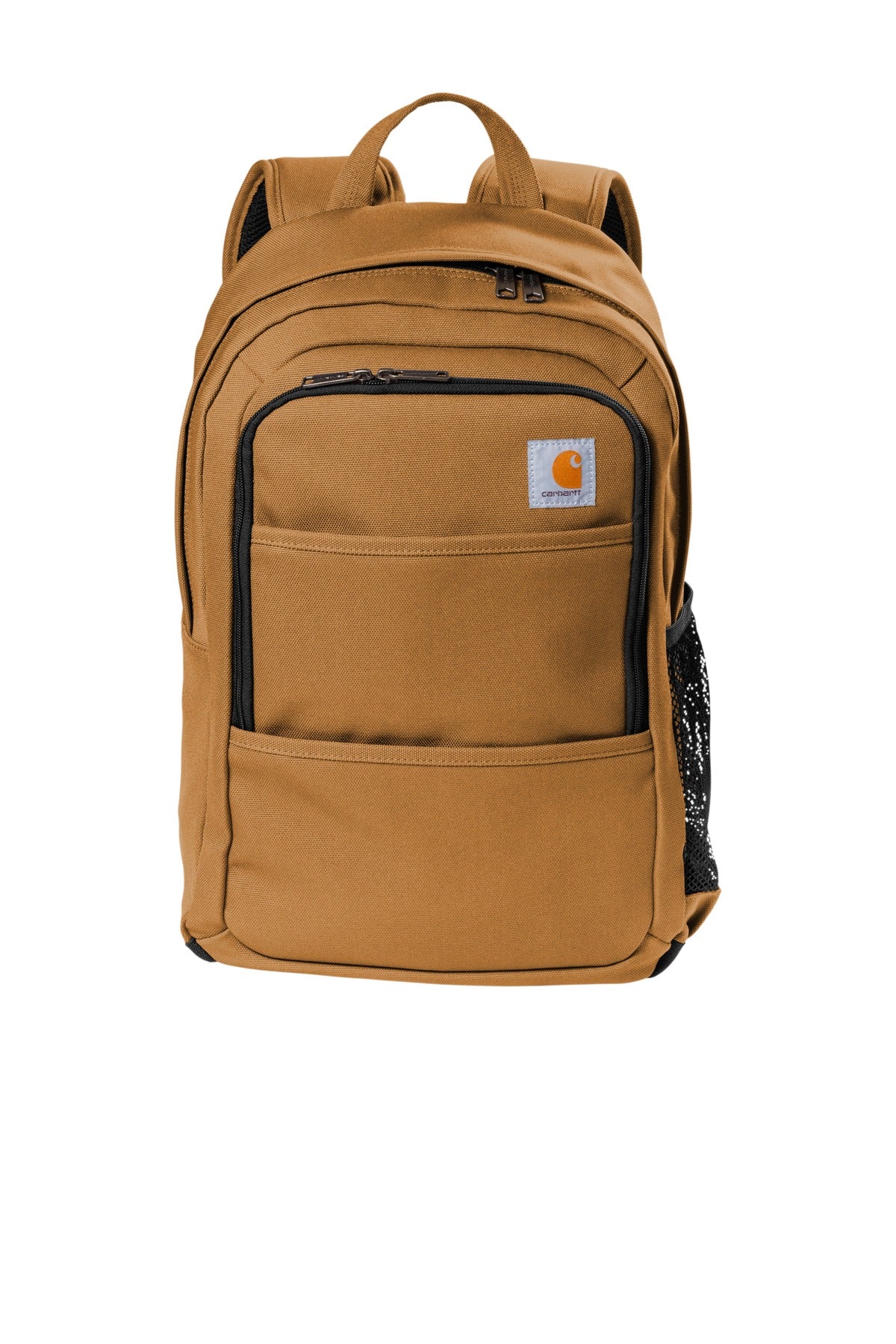 Carhartt Foundry Series backpack in brown with front pocket and adjustable straps, designed for durability and everyday use.