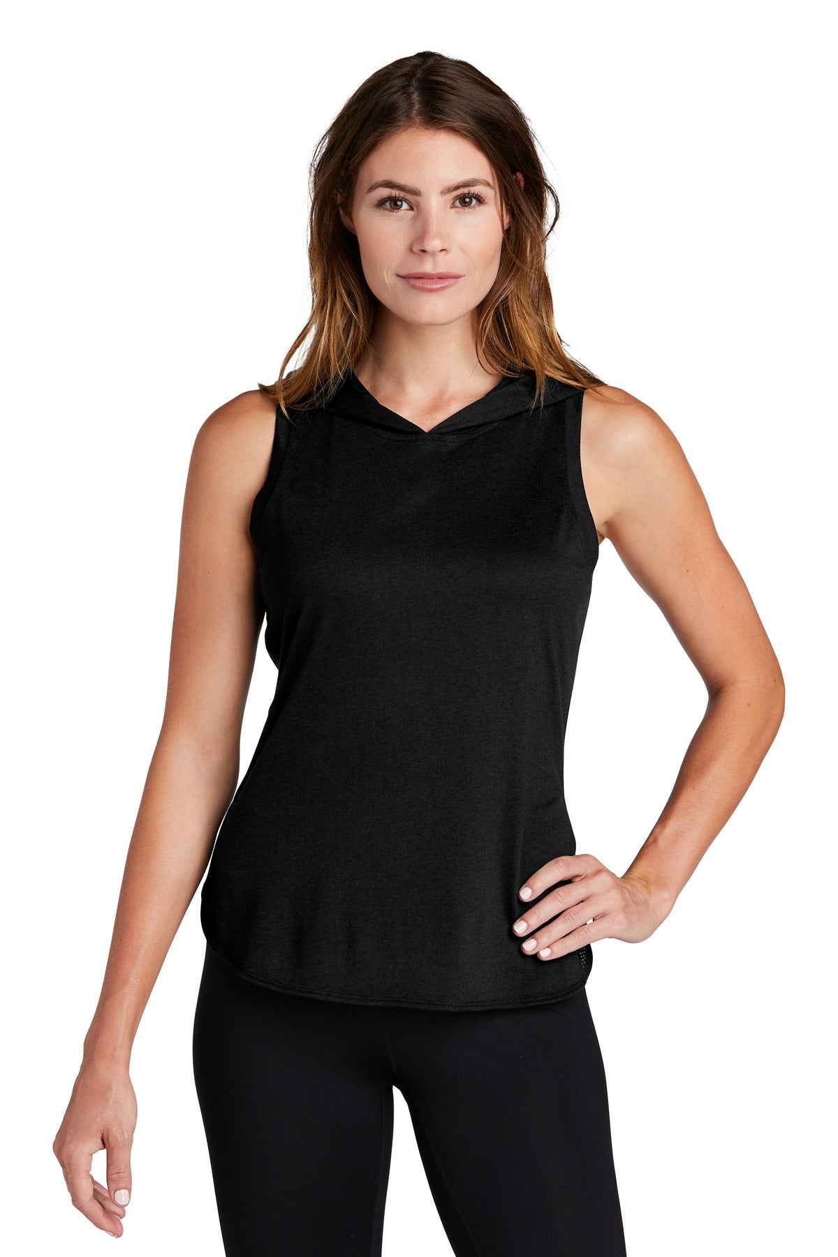 Sport-Tek  ®  Women's PosiCharge  ®  Tri-Blend Wicking Draft Hoodie Tank. LST410