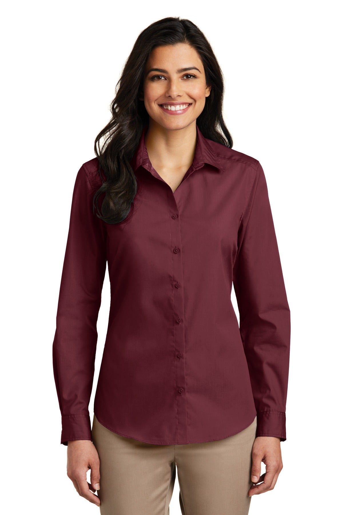 Port Authority ®  Women's Long Sleeve Carefree Poplin Shirt. LW100 - Angelheart Embroidery and Screen Printing