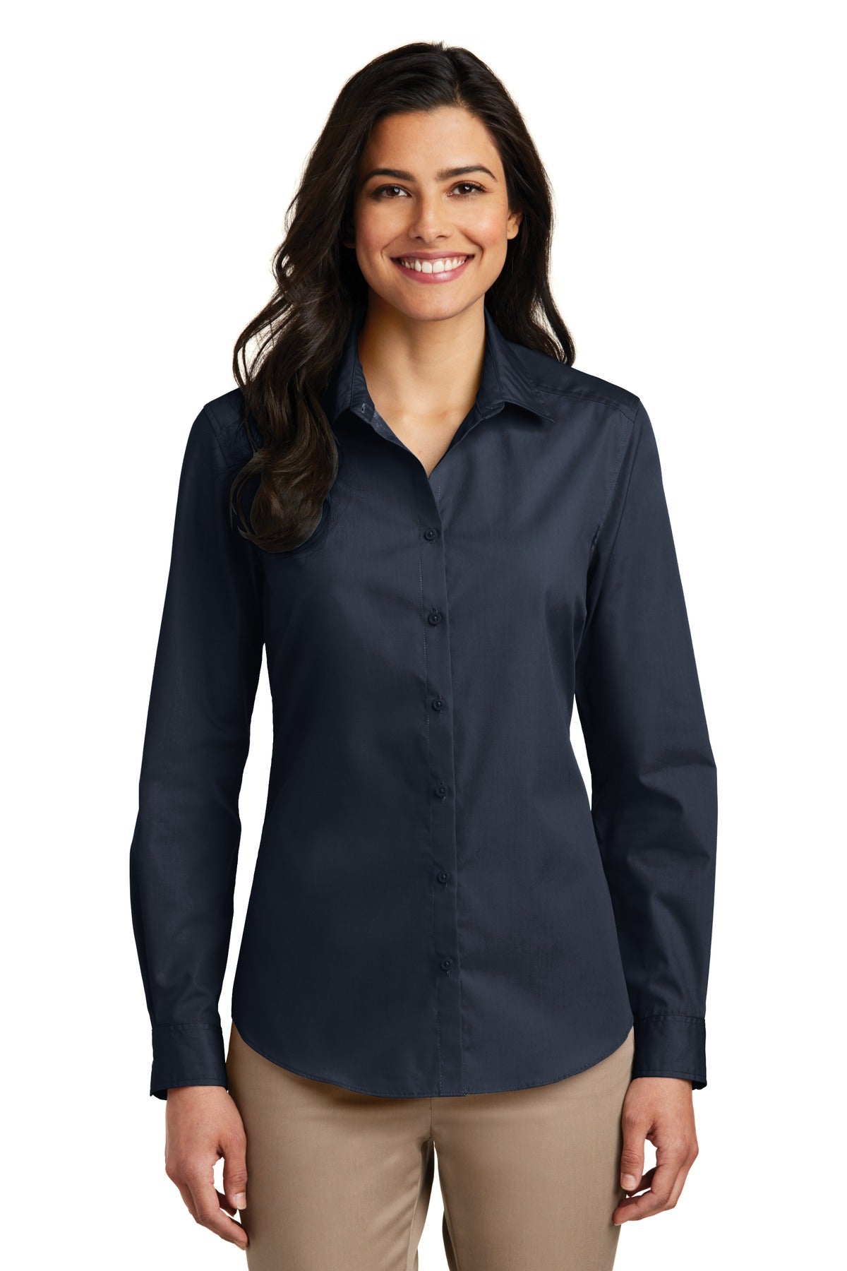 Port Authority ®  Women's Long Sleeve Carefree Poplin Shirt. LW100 - Angelheart Embroidery and Screen Printing