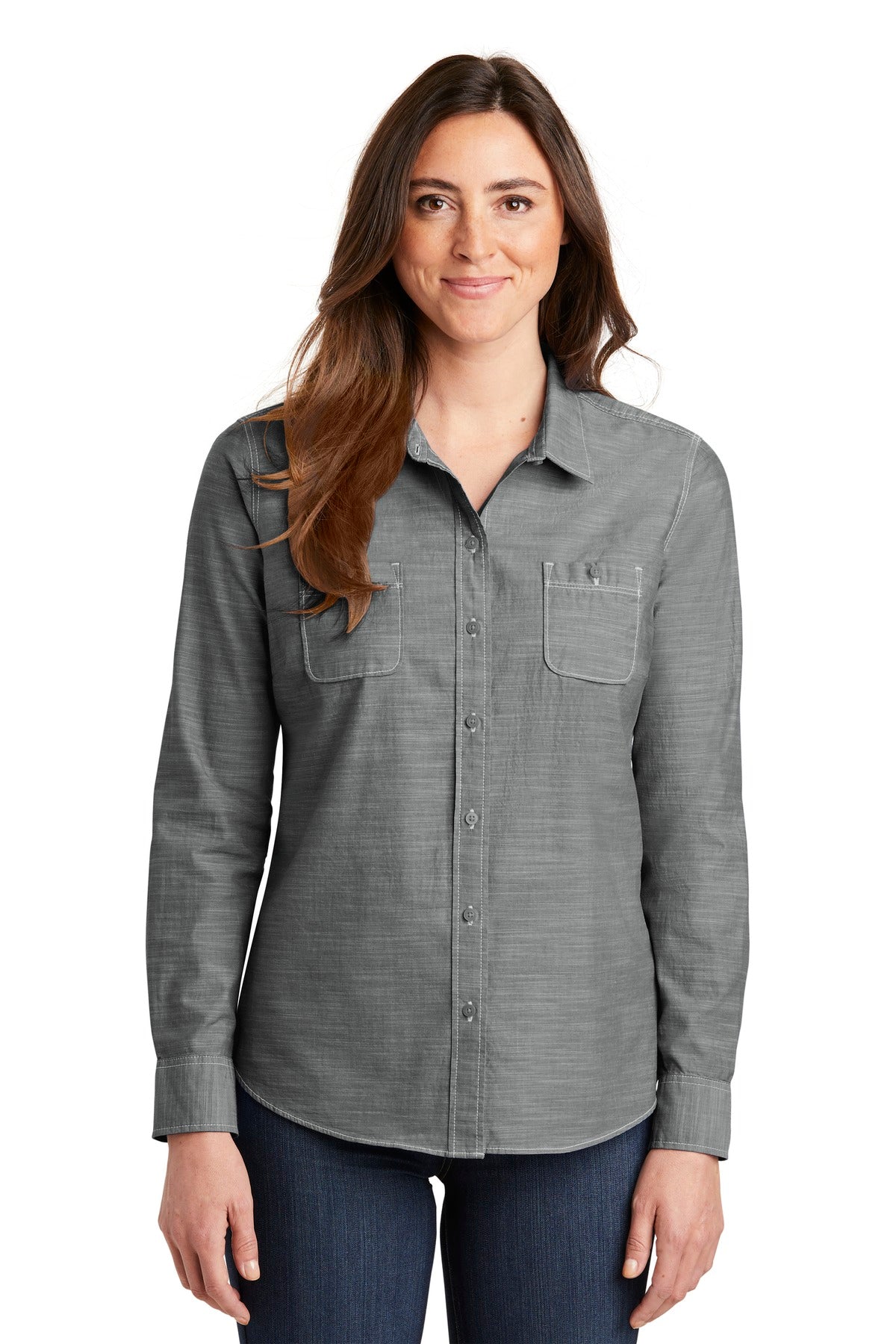 Port Authority ®  Women's Slub Chambray Shirt. LW380 - Angelheart Embroidery and Screen Printing