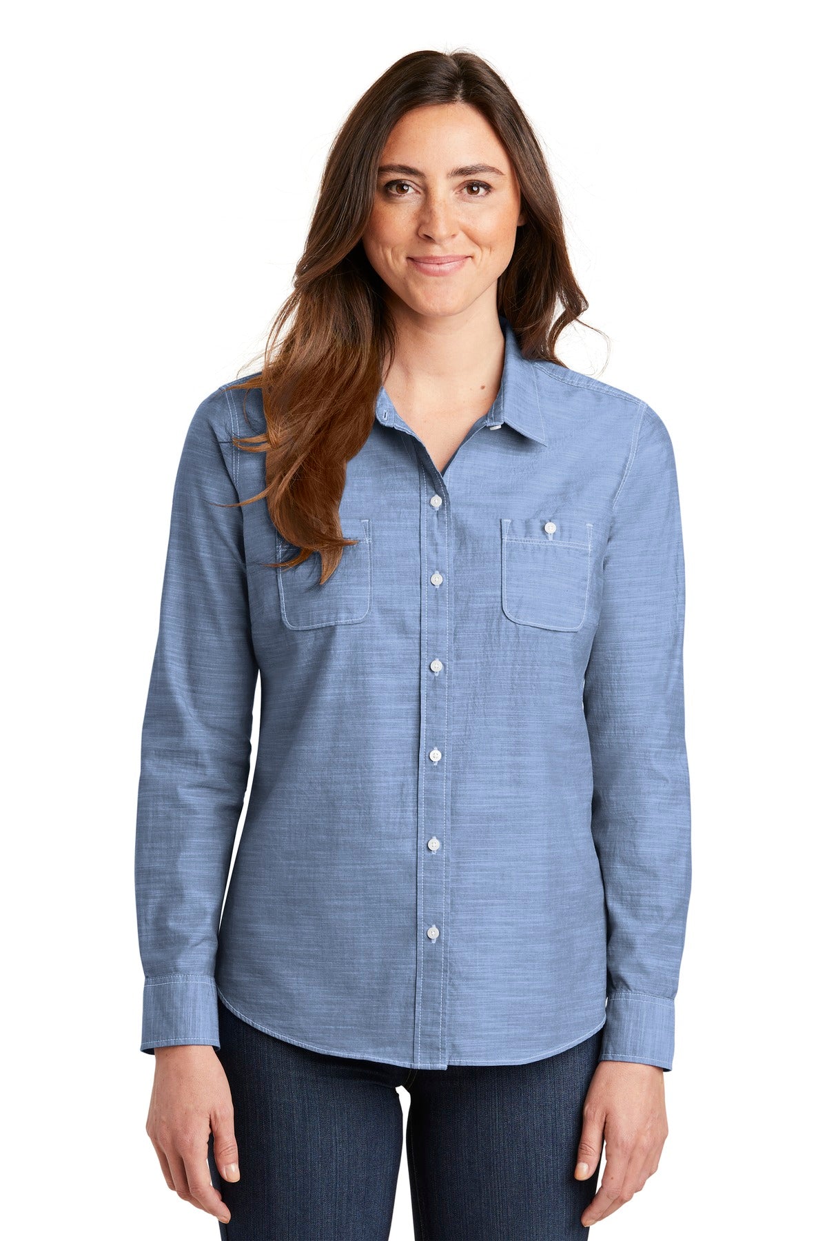 Port Authority ®  Women's Slub Chambray Shirt. LW380 - Angelheart Embroidery and Screen Printing