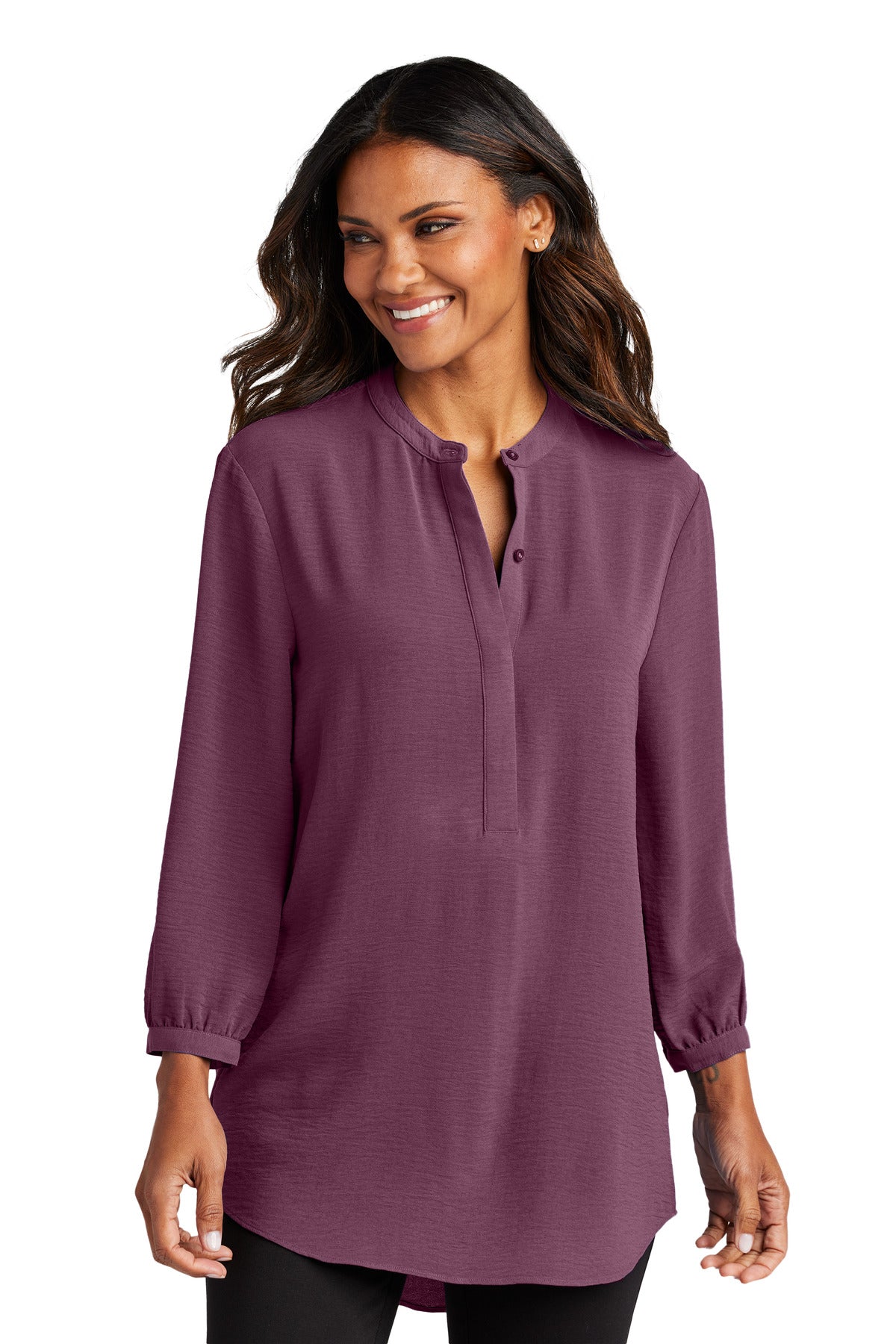 Port Authority ®  Women's 3/4-Sleeve Textured Crepe Tunic LW713 - Angelheart Embroidery and Screen Printing