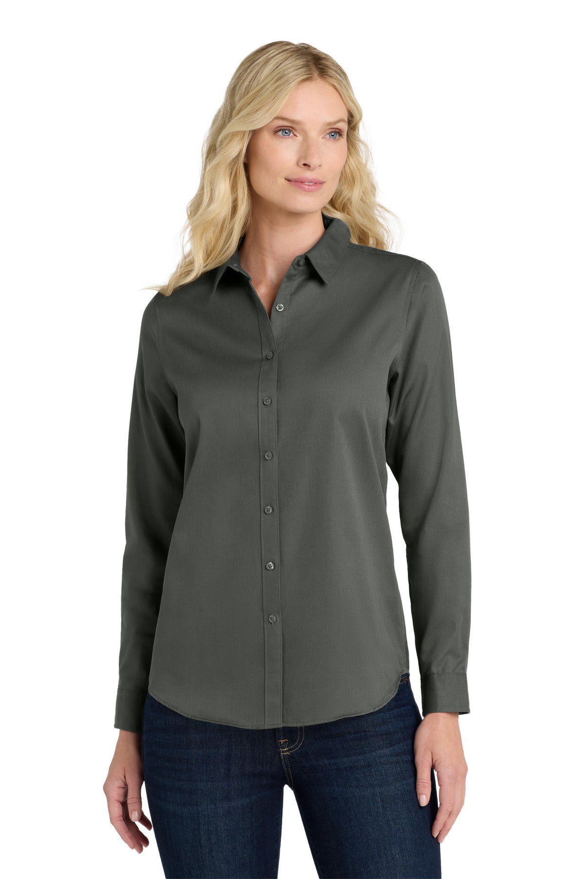 Port Authority ®  Women's Long Sleeve SuperPro React ™ Twill Shirt. LW808 - Angelheart Embroidery and Screen Printing