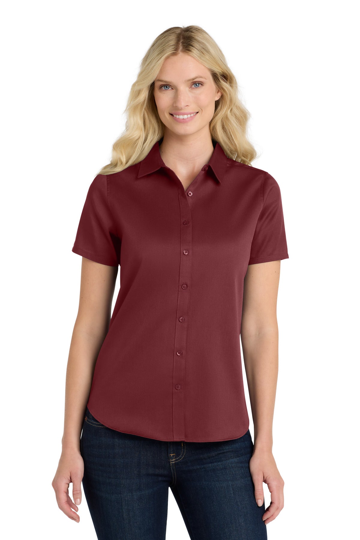 Port Authority ®  Women's Short Sleeve SuperPro React ™ Twill Shirt. LW809 - Angelheart Embroidery and Screen Printing
