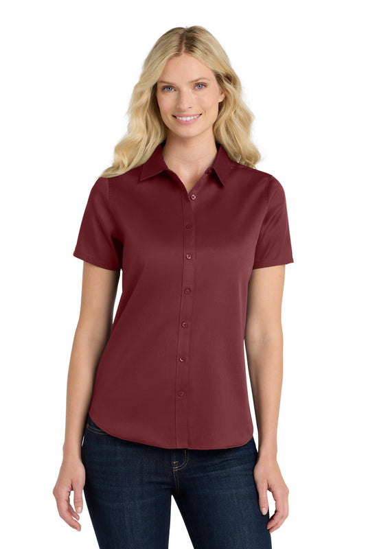 Port Authority ®  Women's Short Sleeve SuperPro React ™ Twill Shirt. LW809 - Angelheart Embroidery and Screen Printing
