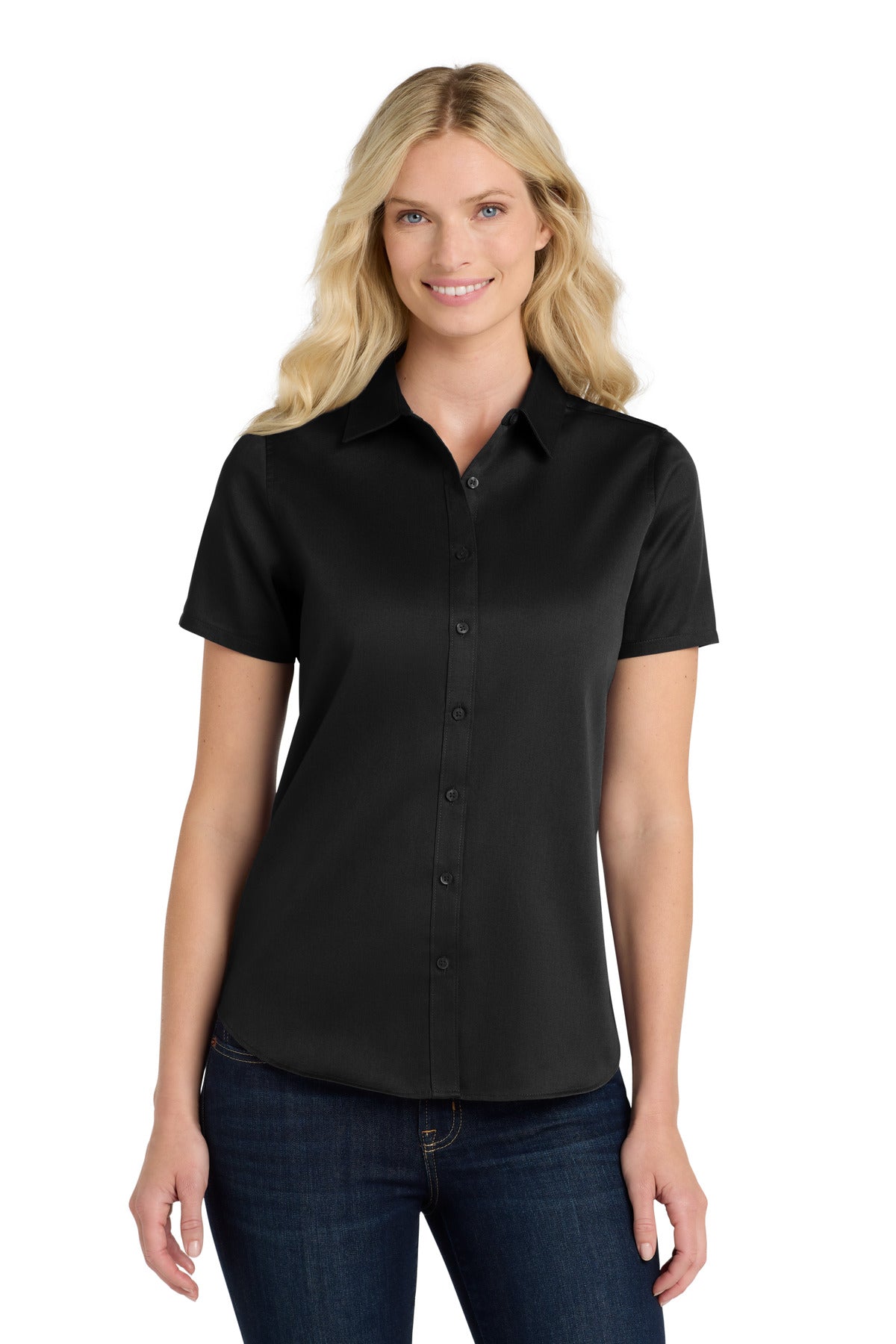 Port Authority ®  Women's Short Sleeve SuperPro React ™ Twill Shirt. LW809 - Angelheart Embroidery and Screen Printing