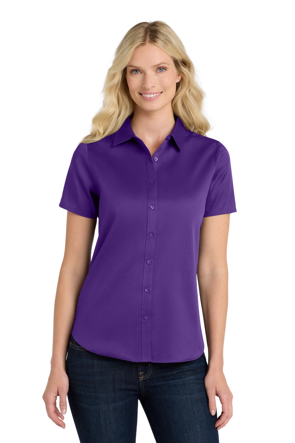 Port Authority ®  Women's Short Sleeve SuperPro React ™ Twill Shirt. LW809 - Angelheart Embroidery and Screen Printing