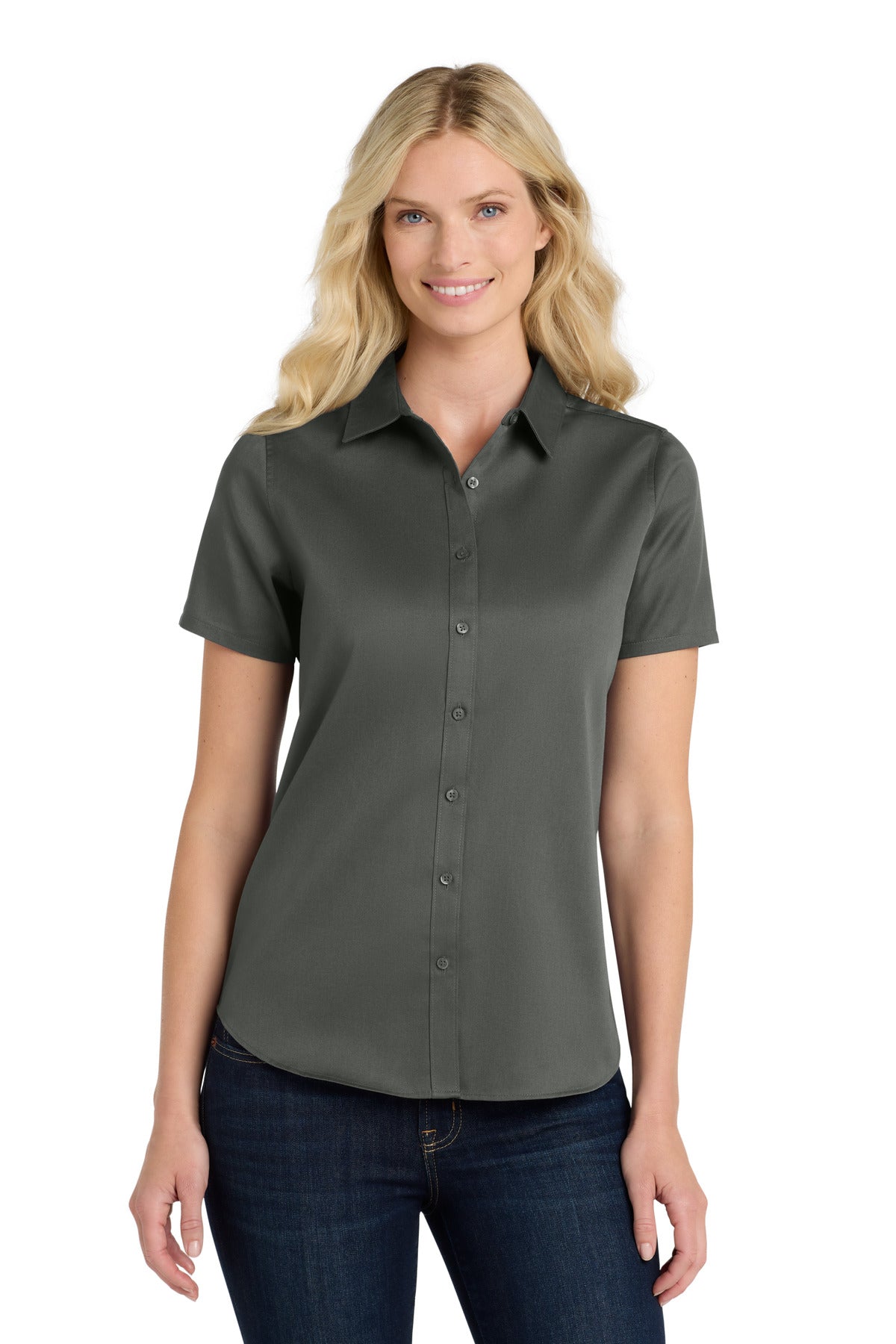 Port Authority ®  Women's Short Sleeve SuperPro React ™ Twill Shirt. LW809 - Angelheart Embroidery and Screen Printing