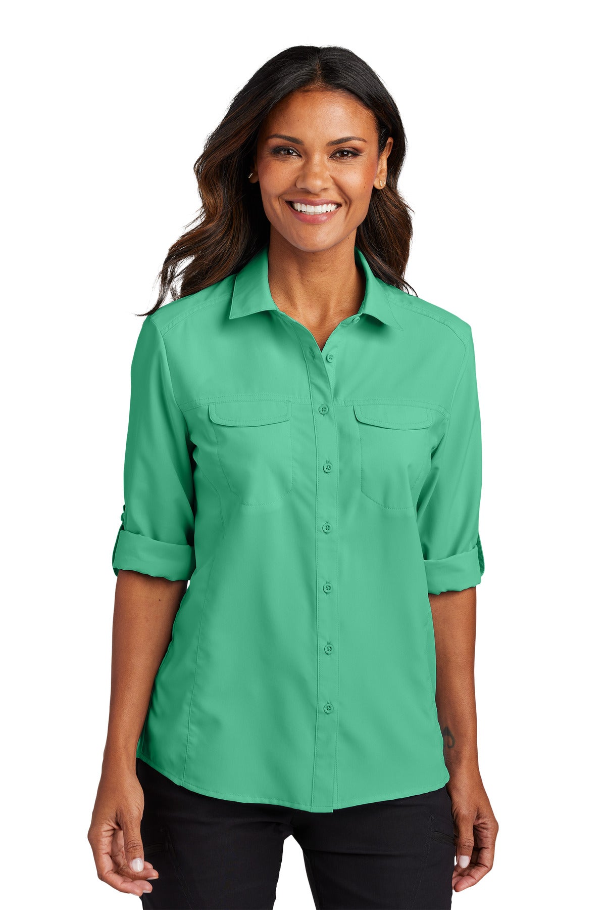 Port Authority ®  Women's Long Sleeve UV Daybreak Shirt LW960 - Angelheart Embroidery and Screen Printing