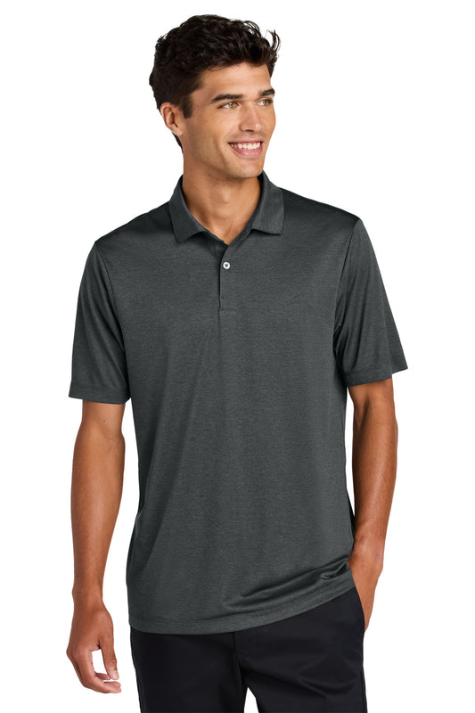 Mercer+Mettle Recharge Jersey Polo MM1020 in anchor grey heather, front view showing slim fit, collar, and button placket.