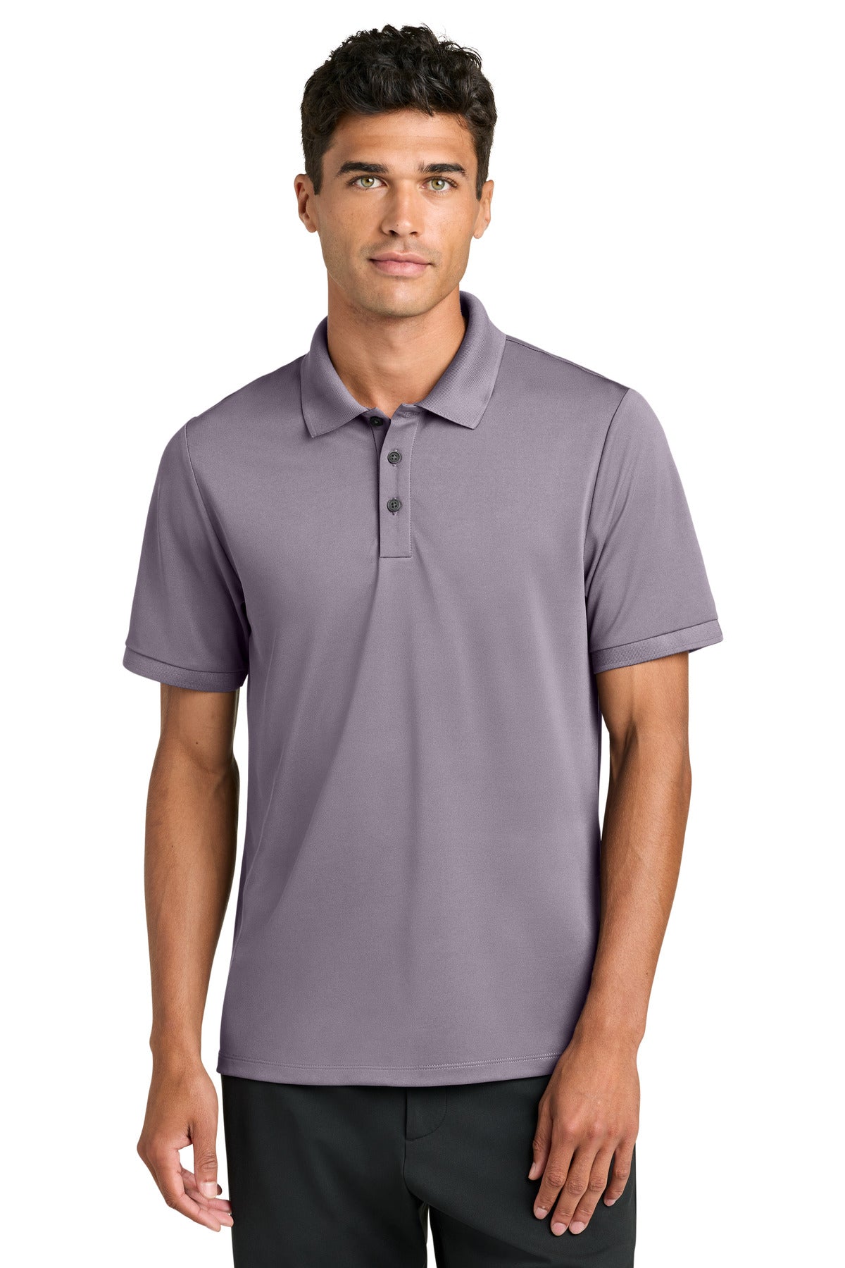 Mercer+Mettle Everyday Performance Polo in purple ash, front view, showcasing a comfortable, casual men's polo shirt.