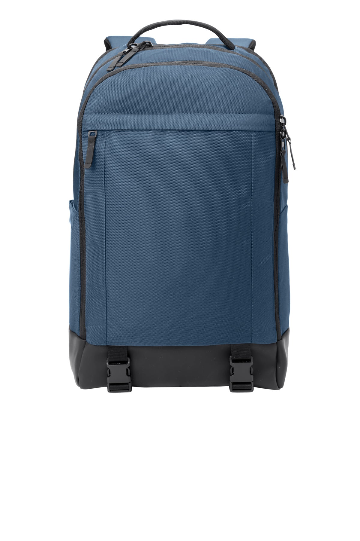 Mercer+Mettle Pack MMB200 in insignia blue, front view showing the sleek, compact backpack design with adjustable straps.