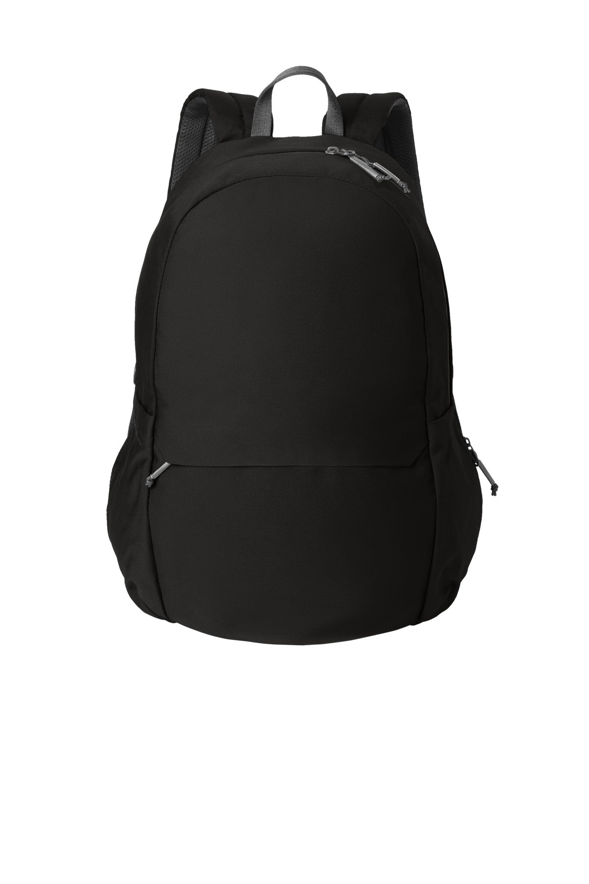 Black Mercer+Mettle Claremont Backpack MMB210 with flat front design and multiple compartments, ideal for daily use and organization.