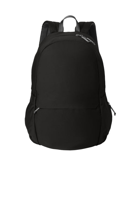 Black Mercer+Mettle Claremont Backpack MMB210 with flat front design and multiple compartments, ideal for daily use and organization.