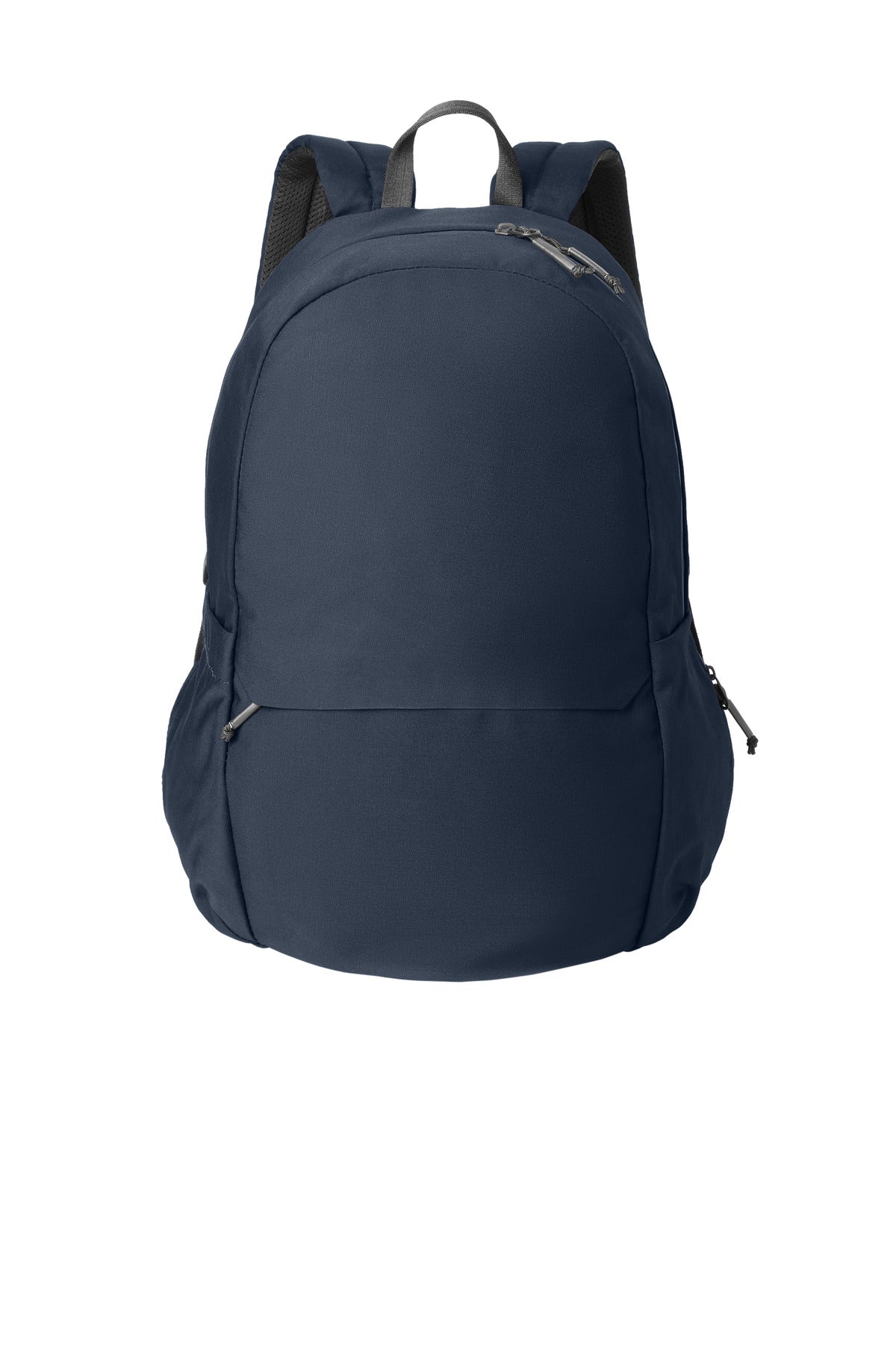 Mercer+Mettle Claremont Backpack in navy blue, showing a flat front view with multiple compartments and adjustable straps.