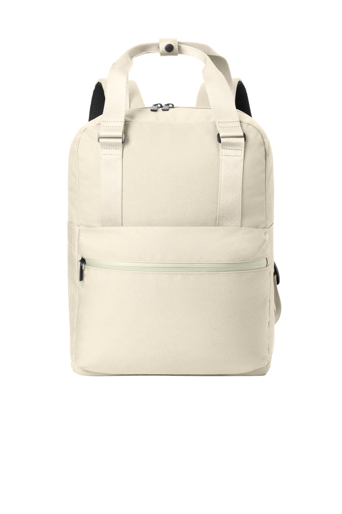 Mercer+Mettle Claremont Handled Backpack in Warm Quartz with flat front design and top handle for versatile carrying.