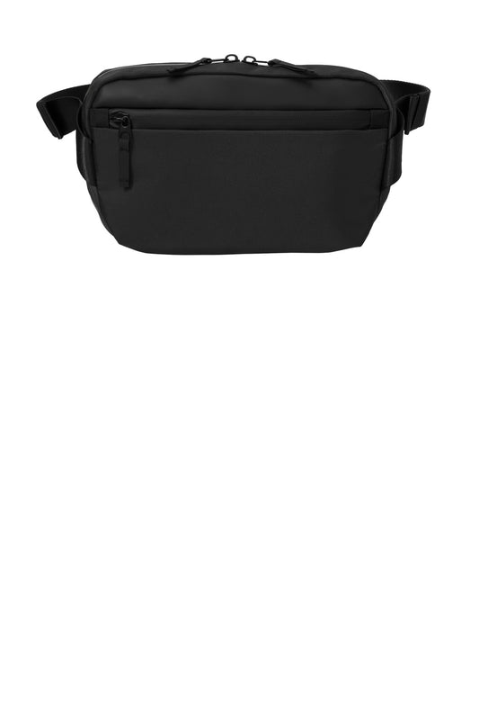 Mercer+Mettle Crossbody Pack MMB600 in deep black, shown from the front with a flat, sleek design and adjustable strap.