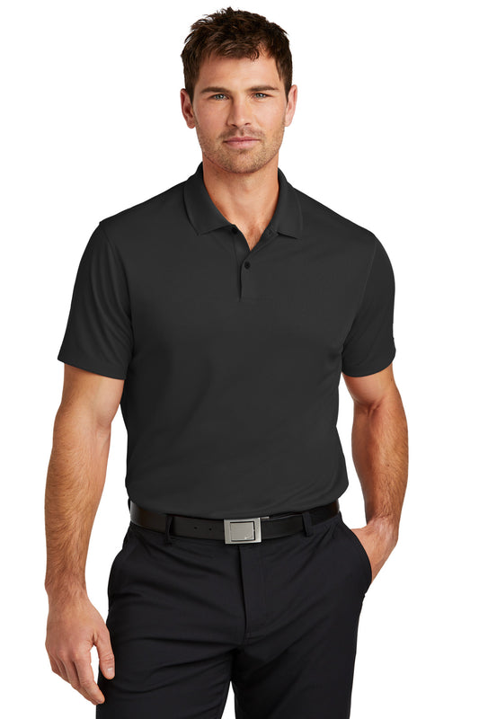 Black Nike Victory Solid Polo shirt worn by a model, showcasing the front design and classic fit.