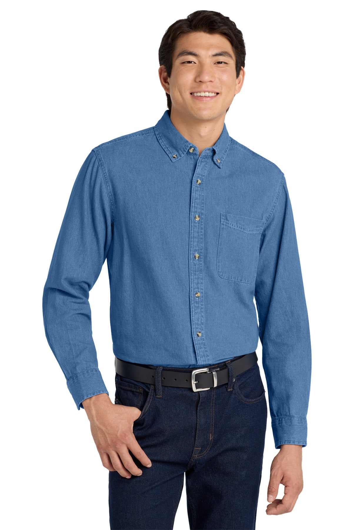 Port Authority ®  Tall Long Sleeve Denim Shirt. TLS600 - Angelheart Embroidery and Screen Printing